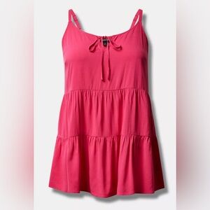 Gently Used - Torrid - Rayon Slub Tiered Tie Front Cami - Pink - Size 3 (22/24)